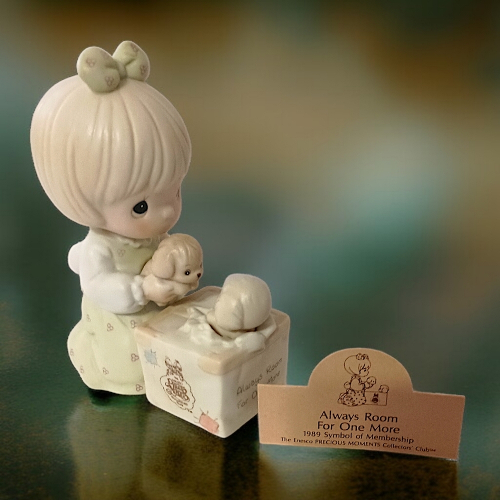 Precious Moments Figurine Always Room For One More‎ With Puppies C 0009 Vtg 1988